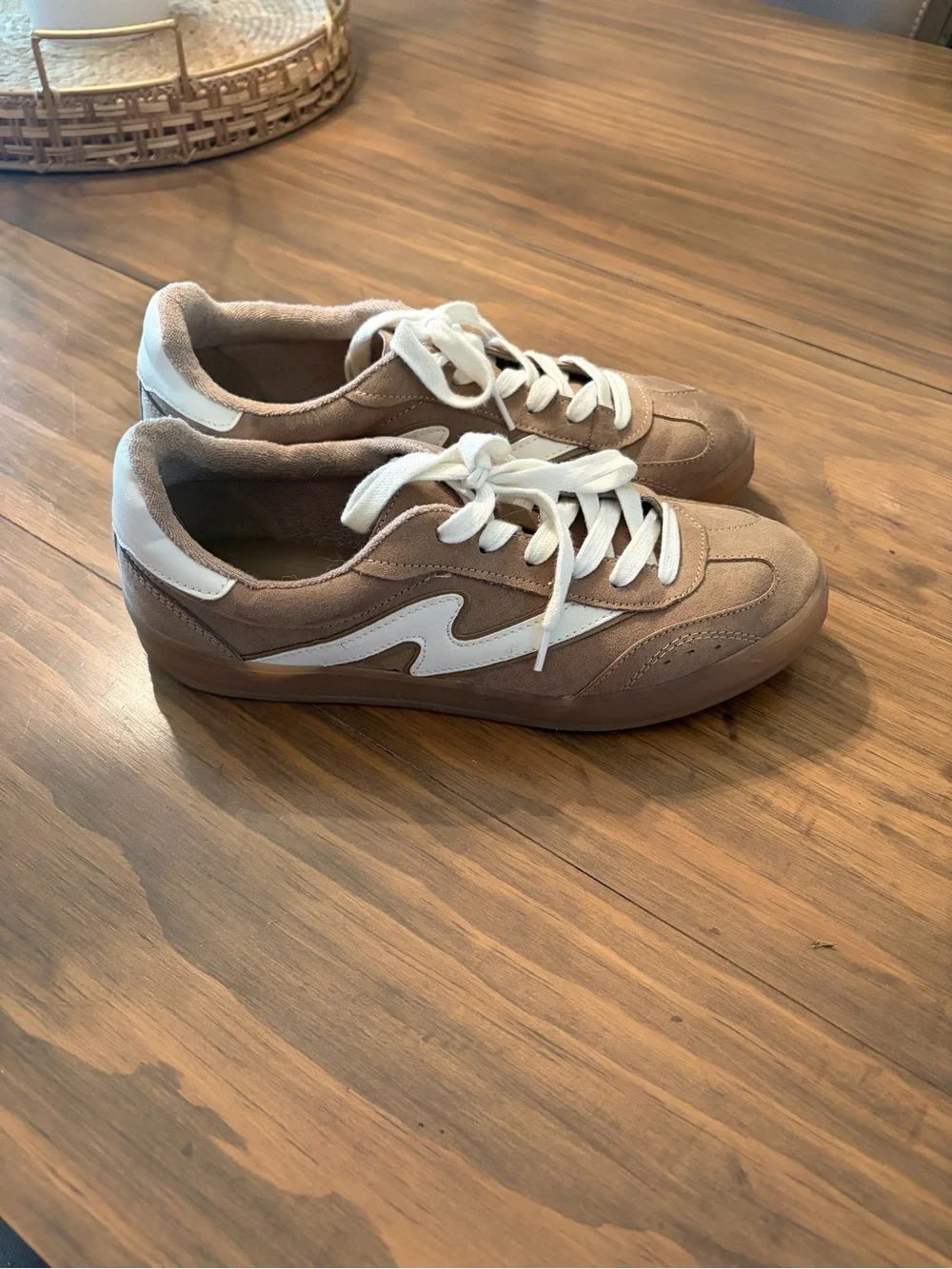 Madden Girl Taupe and White Suede Sneakers